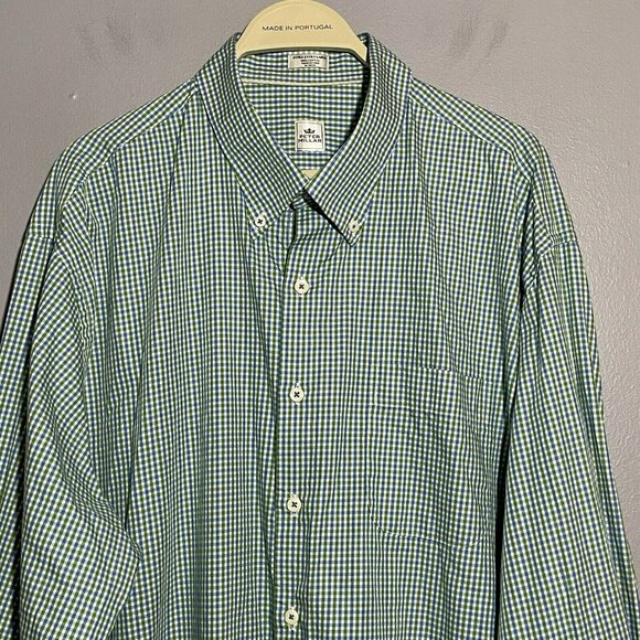 Peter Millar Shirt Dress Button Men XXL Checker Workwear Preppy Casual Office - Picture 7 of 10